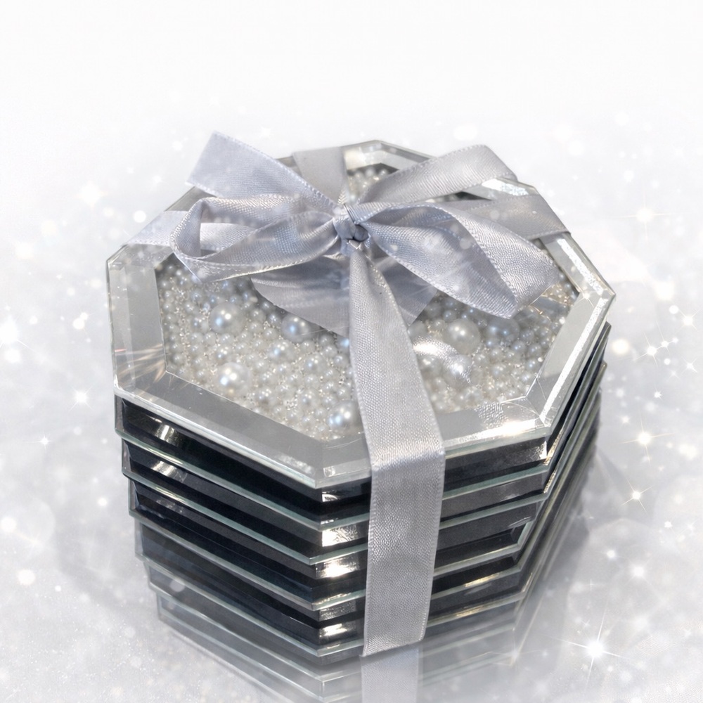Elegant Silver and Black Coaster Set